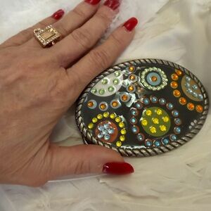 Colorful Beaded Belt Buckle